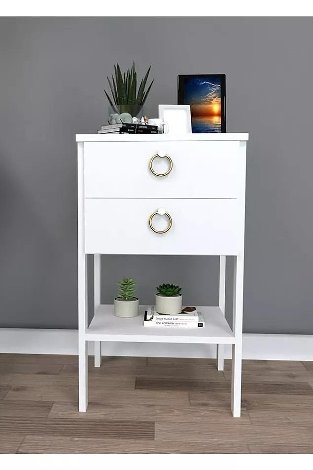5. Bedside table with two drawers, gold detail