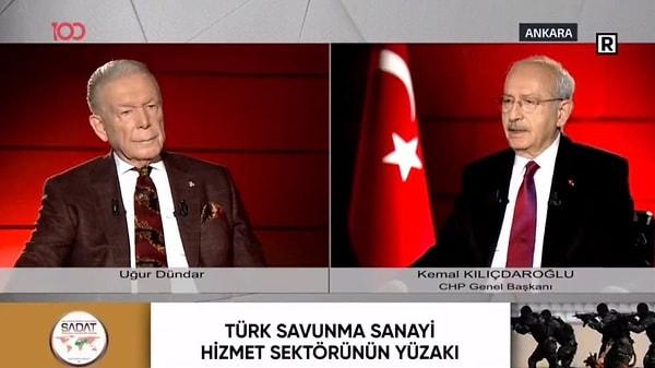 CHP Genel Başkanı Kemal Kılıçdaroğlu, TV100'de Uğur Dündar'ın sorularını yanıtladı. Yayında Kemal Kılıçdaroğlu'nun konuşması sırasında ekranda SADAT'ın reklamı verilmesi ise dikkatlerden kaçmadı.