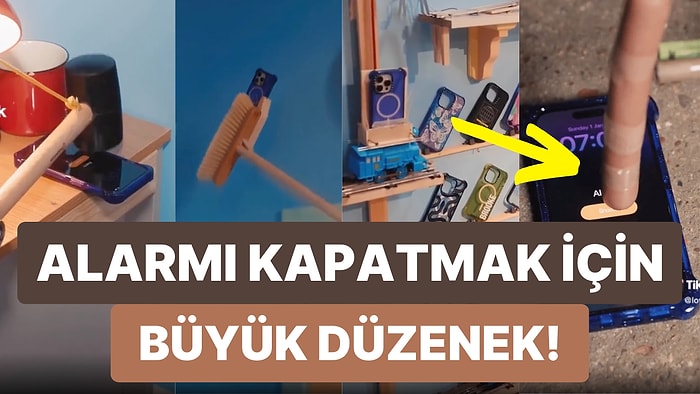 Bu Kadarına Gerek Var mıydı Abi? Alarmı Kapatmak İçin Kurduğu Düzenekle Hayrete Düşüren Adam