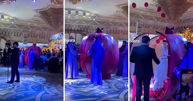 D���n Salonuna Devasa Bir Nar Kaps�l� ��erisinde Gelen Gelin