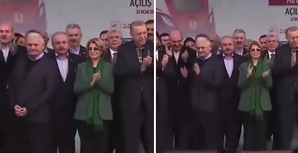 O görüntülerde, Cumhurbaşkanı Recep Tayyip Erdoğan'ın yanında eski başbakan Tansu Çiller görülüyor.