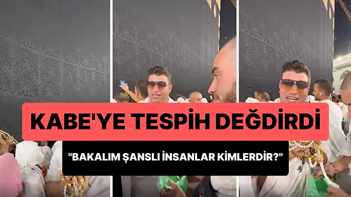 Kabe'ye Tespih Değdirip Çekiliş ile Dağıtacağı İddia Edilen TikToker'ın Tepki Çeken Görüntüleri