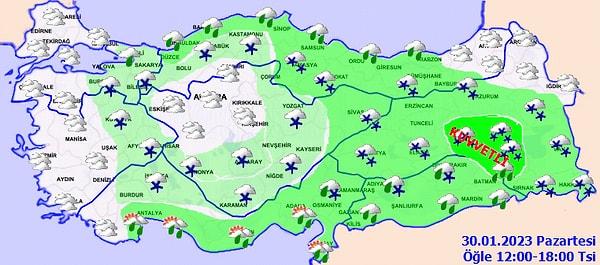 30 Ocak Pazartesi Türkiye geneli hava durumu