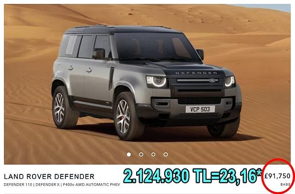 Başka modele bakalım istedik bu da "defender". İngiltere'de 2 milyon TL seviyelerinde satılıyor.
