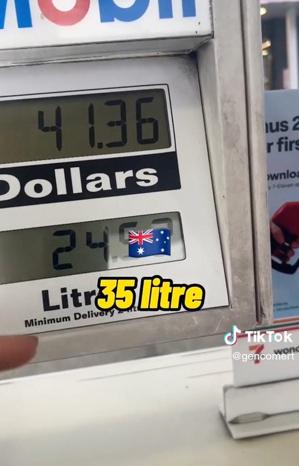 Avustralya'da 2 saat çalışırsanız 35 litre benzin alabiliyorsunuz.