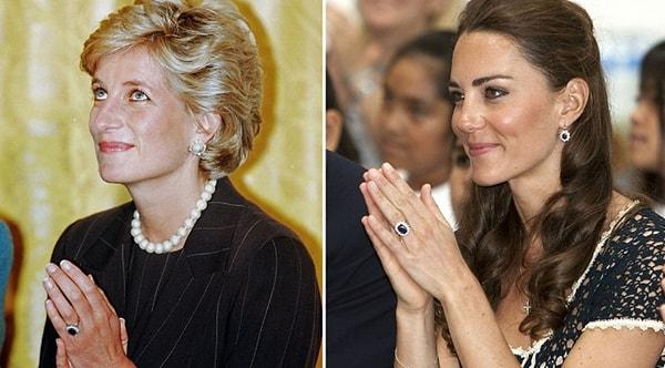 15. Kate Middleton 12 karat Prenses Diana yadigarı meşhur safir yüzüğü: 500 bin dolar