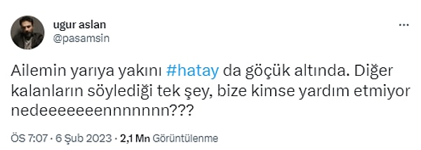 Özellikle Hatay'dan gelen yardım çağrılarının arttığı dikkat çekerken, ünlü oyuncunun da isyanı yürekleri dağladı.