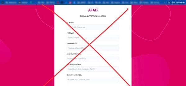 11. Görseldeki sitenin AFAD’ın resmi yardım sitesi olduğu iddiası: YANLIŞ