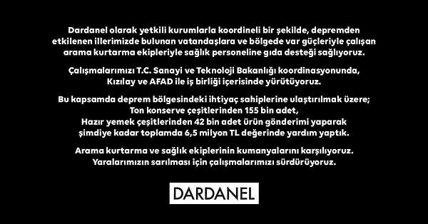 32. Dardanel, 6,5 milyon TL’lik ton konserve ve hazır yemek çeşitlerinden bağış yaptı.