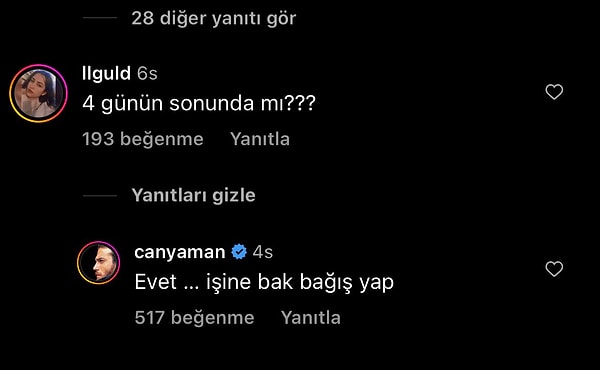 "4 günün sonunda mı?" diyen takipçiye "İşine bak bağış yap" ayarı...