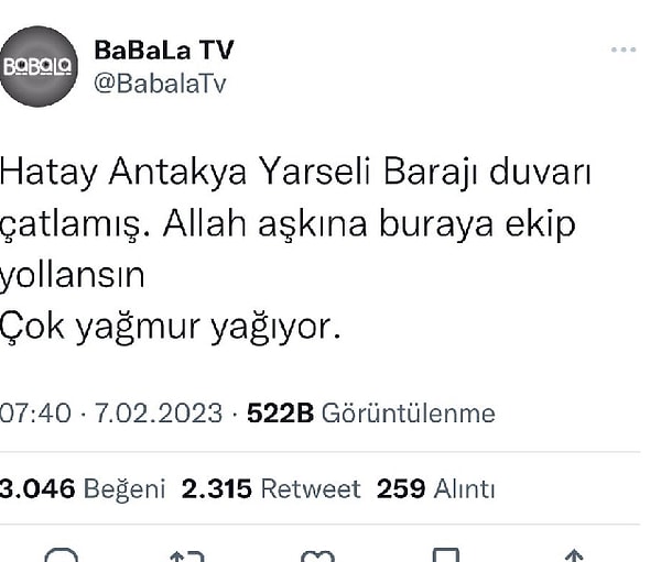 Bahsi geçen paylaşım BaBaLa TV hesabı üzerinden yapılmıştı.