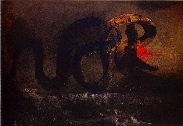 1866 tarihli 'Yılan' (Serpent) ise en ilkel korkularımıza, kabuslarımıza değiniyor gibi...