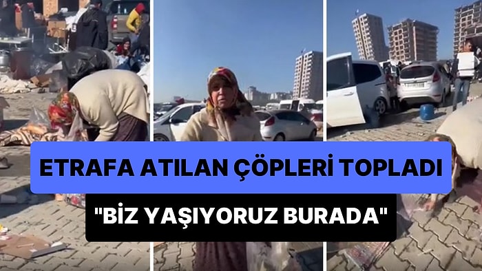 Deprem Bölgesinde Etrafa Atılan Çöpleri Toplayan Depremzede: 'Biz Yaşıyoruz Burada'