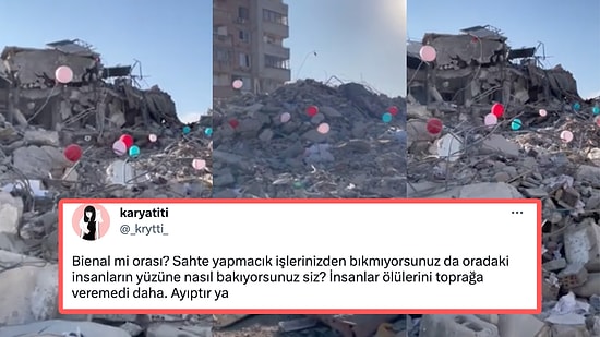 Depremde Hayatını Kaybeden Çocuklar İçin Enkazlara Balonların Asılması Tepki Çekti!