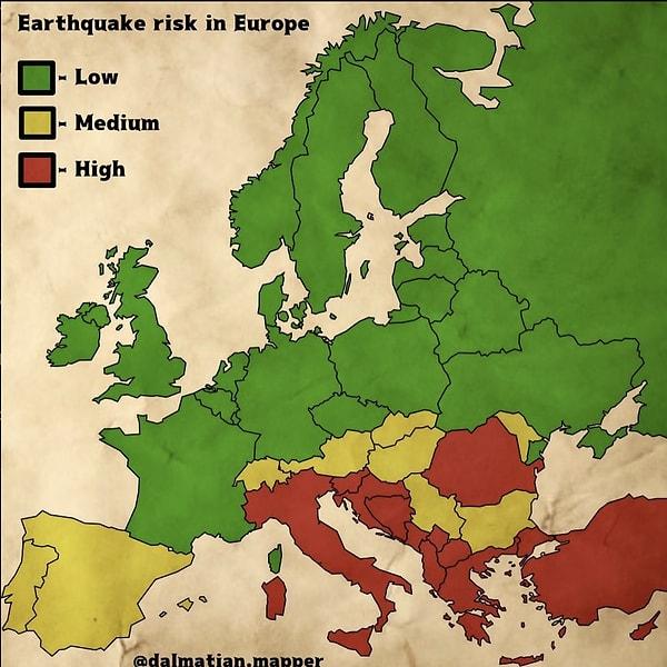 13. "Deprem riski en yüksek olan Avrupa ülkeleri"