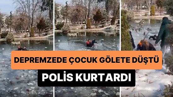 Oyuncağını Almak İsterken Buz Tutan Gölete Düşen Depremzede Çocuk Polis Tarafından Kurtarıldı