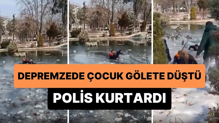 Oyuncağını Almak İsterken Buz Tutan Gölete Düşen Depremzede Çocuk Polis Tarafından Kurtarıldı