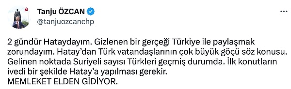 Özcan'ın Twitter yaptığı ve tartışmaya neden olan paylaşımı şöyle 👇