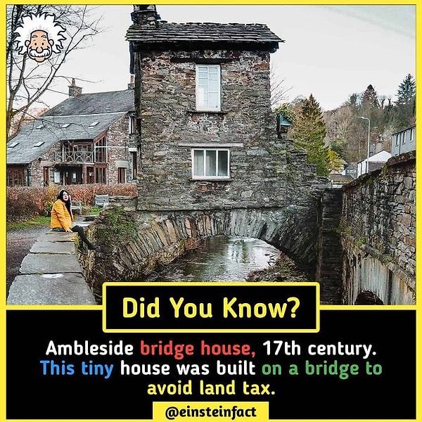 8. Эмблсайд-Бридж Хаус, XVII век. Этот крошечный дом был построен на мосту, чтобы избежать платы налога на землю.