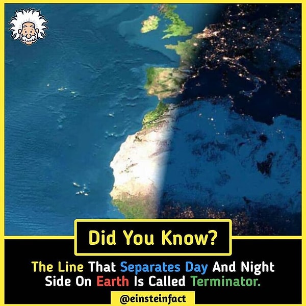13. А вы знали, что линия, разделяющая свет и темноту, называется линия терминатора?