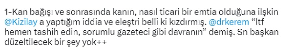 İşte Fatih Portakal'ın Kızılay başkanı Kerem Kınık'a yönelik yazdıkları ve Kızılay'ın 'kan sattığı' iddiası ile ilgili yeni sözleri: