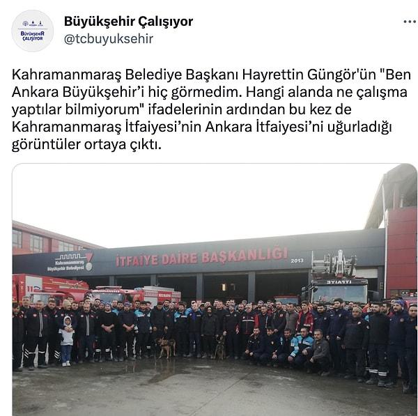 Güngör'ün ilk tepki çeken açıklamaları kendisinin bölgede Ankara Büyükşehir Belediyesi'ni ve Mansur Yavaş'ı görmediği yönündeydi. Ancak bu tezi çürütecek pek çok kanıt paylaşıldı.