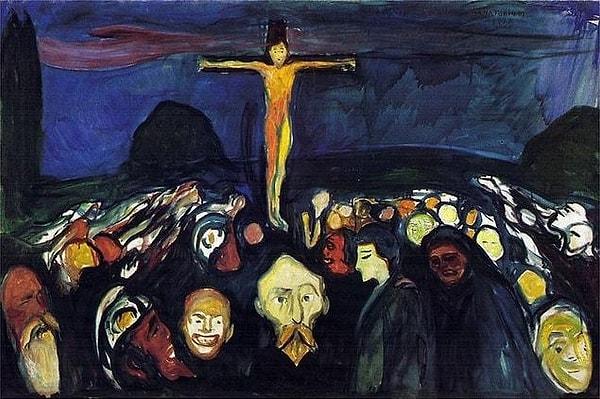 Munch's 'Golgotha' of 1900 seems to be a clear reference to Gauguin's 'The Yellow Christ'.