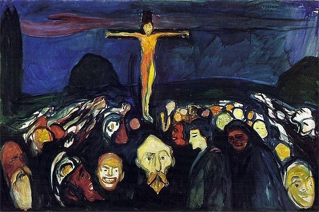 Munch's 'Golgotha' of 1900 seems to be a clear reference to Gauguin's 'The Yellow Christ'.
