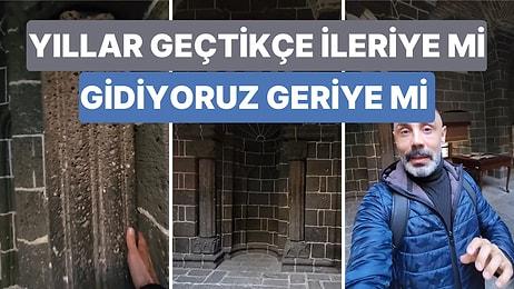 Oyuncu Umut Oğuz’un Diyarbakır’da Bulunan 800 Yıllık Medresedeki Deprem Sitemini Gösterdiği Video