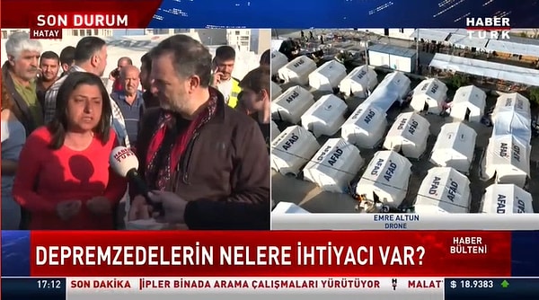 O depremzede hâlâ seralarda uyuyanlar olduğunu belirterek, 'Su yok, çadırlar yetersiz' dedi. Başka bir depremzede ise 'Düzensiz yardımlar var' dedi.