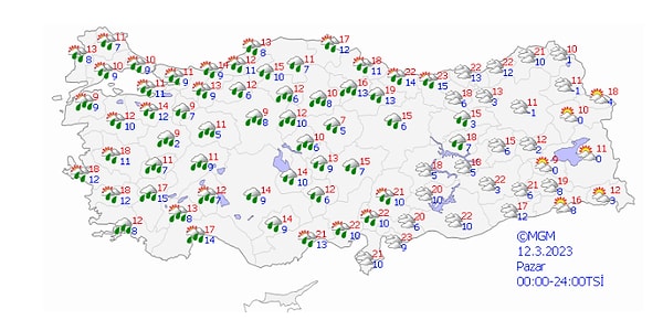 Bugün (12 Mart Pazar) Hava Nasıl Olacak?