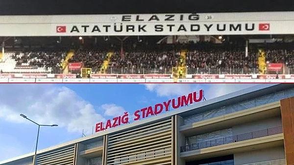 Elazığ'da 49 yıllık “Elazığ Atatürk Stadı” yerine yapılan stadyuma “Elazığ Stadyumu” adı verildi.