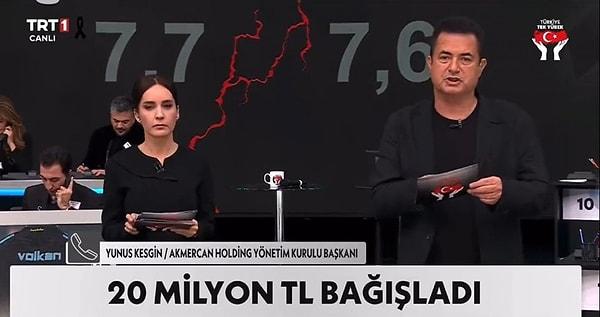 Depremin ilk günlerinde ünlü isimlerin katılımıyla gerçekleşen Türkiye Tek Yürek bağış gecesinde ise toplam 115 milyar 146 milyon 528 bin TL toplanmıştı. Gecede devlet yetkililerinden, Türkiye'nin önde gelen üreticilerine kadar birçok isim bağışta bulunmuştu.