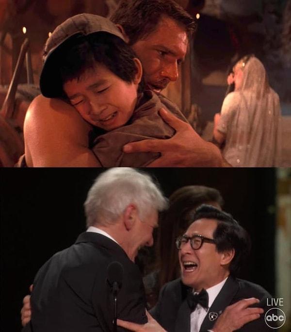 14. 'Indiana Jones' filminde oynayan Harrison Ford ve Ke Huy Quan bu seneki Oscar törenlerinde tekrar bir araya geldi!