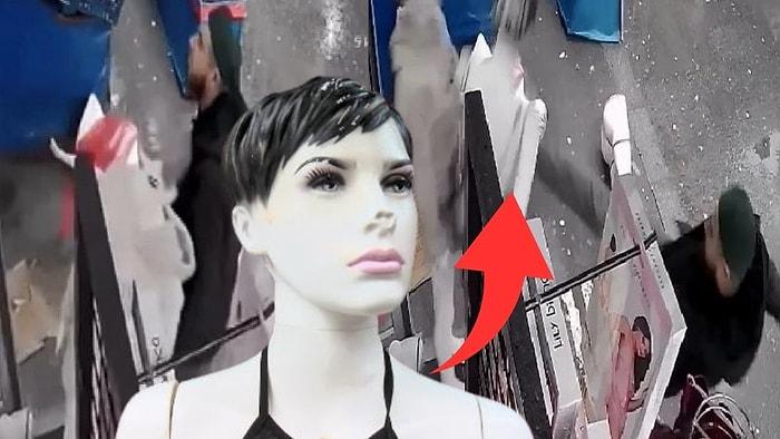 Fatih'te Kadın İç Çamaşırı Giydirilen 'Cansız Mankenlere' Tekmeli Saldırı