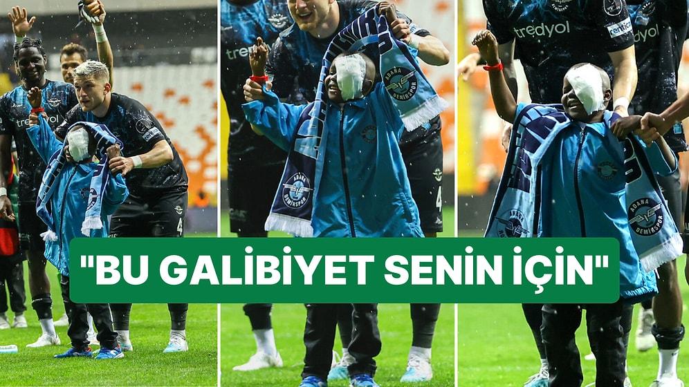 Maç Sonunda Duygusal Anlar: Adana Demirspor, Antalyaspor Galibiyetini Minik Misafiriyle Kutladı