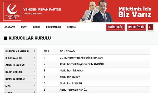 Osmanoğlu’nun ismi YRP kurucular listesinde Erbakan’dan sonra geliyordu.