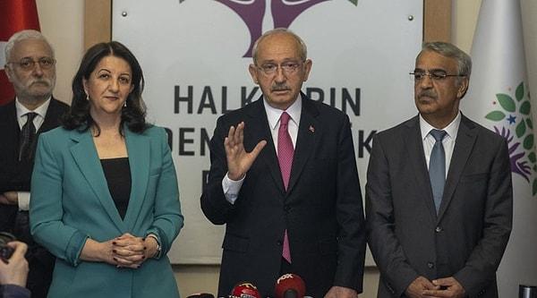 “Kılıçdaroğlu ayrıca, HDP ile görüşmenin de olumlu geçtiğini söyledi. HDP'nin "ilkelerde anlaşırsak destekleriz" yaklaşımını ve iktidar medyasındaki "bakanlık verecekler" haberlerini anımsattığım Kılıçdaroğlu, HDP'nin bakanlık gibi bir talebi olmadığının altını çizdi.”