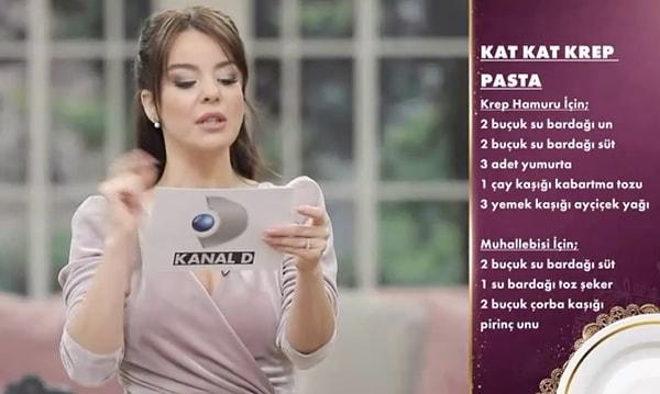 Kanal D ekranlarının sevilen lezzet programının sunucusu Nursel Ergin bugünün lezzetini açıkladı: Gelinim Mutfakta yarışmasının 24 Mart Cuma gününün lezzeti "Kat Kat Kebap Pasta" oldu!