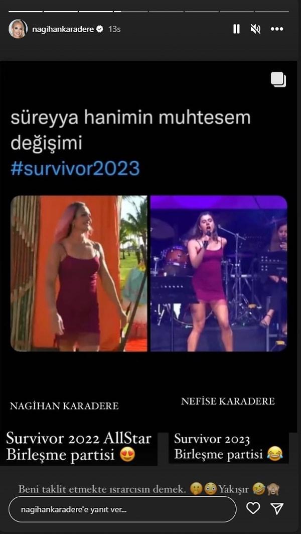 Twitter'da kendisinin 2022 birleşme partisinde giydiği kıyafet ile bu yıl Nefise Karatay'ın giydiği kıyafeti benzetenler, "Süreyya hanımın muhteşem değişimi" paylaşımında bulundu.