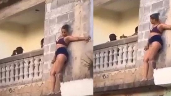 Как в анекдоте: Женщина взбирается на балкон, как Человек-паук, когда жена его любовника внезапно приходит домой