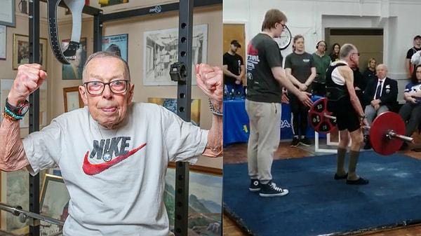 Lincolnshire'da düzenlenen bir şampiyonada 86 yaşındaki Brian Winslow isimli adam kilolarca ağırlıktaki halteri kaldırarak dünya rekoru kırdı.