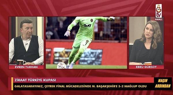 GS TV Spikeri Ebru Gürsoy: “Dün Trabzonspor elendi. Bugün Galatasaray elendi. Kupayı siz Fenerbahçe’ye mi vermek istiyorsunuz? Süper Lig’de şampiyonluk yarışından kopmak üzere olan Fenerbahçe’yi Türkiye Kupası ile mi avutacaksınız?” dedi.