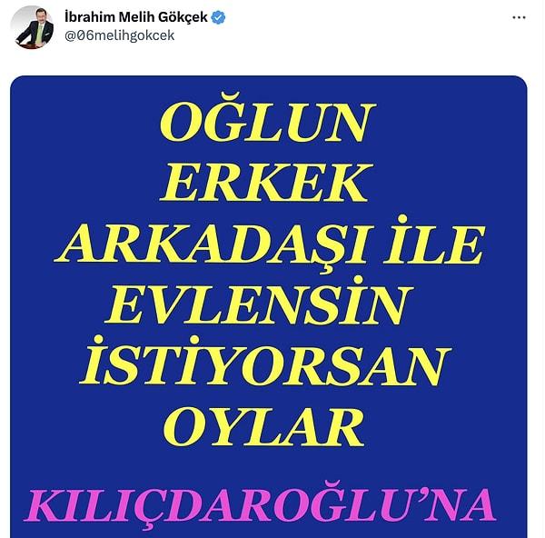 Akkoyun'un yapmış olduğu tasarımlardan etkilenen Gökçek ise sosyal medya hesabından 'Oğlun erkek arkadaşı ile evlensin istiyorsan oylar Kılıçdaroğlu'na' ifadeleriyle bir paylaşım yaptı. Gökçek'in paylaşımına sosyal medya kullanıcılarından tepki geldi.