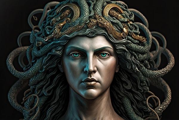 6. Medusa, Yunan mitolojisinde yer alan ünlü bir yaratıktır ve üç Gorgon kardeşin en bilinenidir. Gorgonlar, insanları taşa çeviren korkunç yaratıklar olarak tasvir edilir. Medusa, genellikle yılanlarla dolu bir başa sahip olarak betimlenir ve ona bakan herkesi anında taşa çevirme yeteneğine sahiptir.