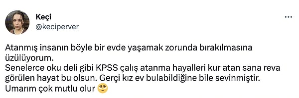 Ardından başka bir kullanıcı da "atanan insanların yaşamak zorunda bırakıldıkları" eve isyan etti.