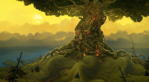 5. Как в славянской мифологии называлась птица с медными когтями и железным клювом, охраняющая камень, на котором росло Мировое Древо?