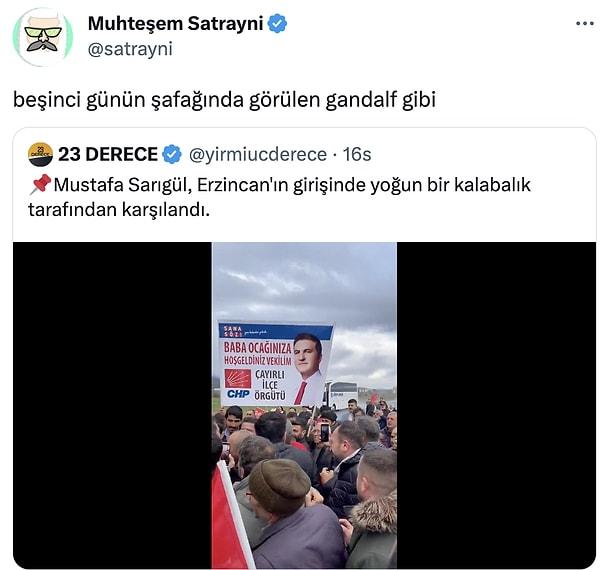 CHP Erzincan MV Adayı Mustafa Sarıgül'e Erzincan girişinde coşkulu kutlama da gözlerden kaçmadı.