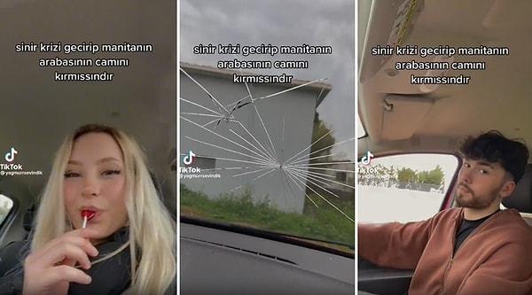 Sinir krizi geçirerek arabanın camını kıran kadın o paylaşımı ile tepki çekerken, o görüntüleri de 'Ama özür diledim' diyerek paylaştı.