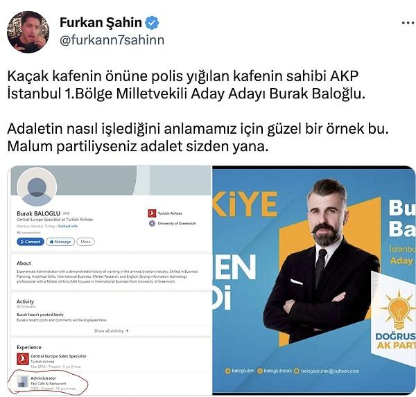 Görüntüler hem tepki çekti hem de mekanın işletmecisinin Ak Parti Milletvekili aday adayı Burak Baloğlu olduğu öne sürüldü.